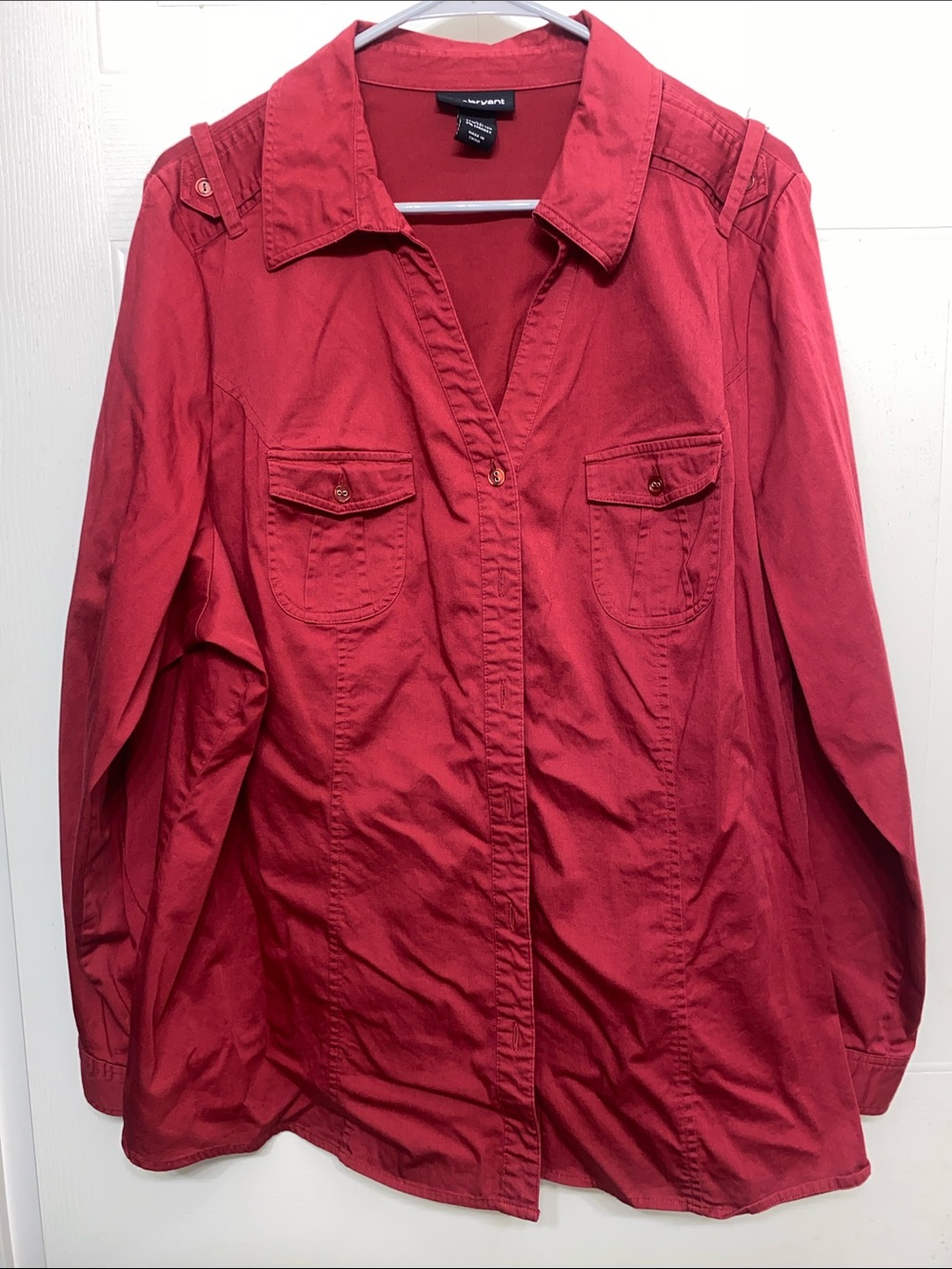 Lane Bryant Red Collared Utility Shirt